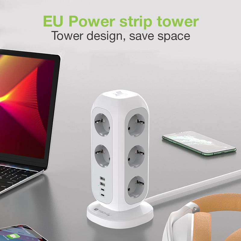 Multipresa da Tavolo Torretta di Alimentazione 11 Prese Schuko 2 USB-A e 2 USB-C™ TECHLY - immagine 4