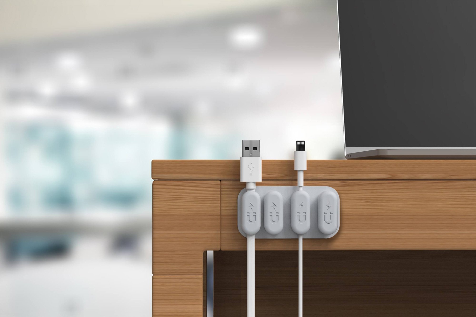 Organizzatore di Cavi Magnetico a Quattro Fermacavi con Base TECHLY - immagine 3
