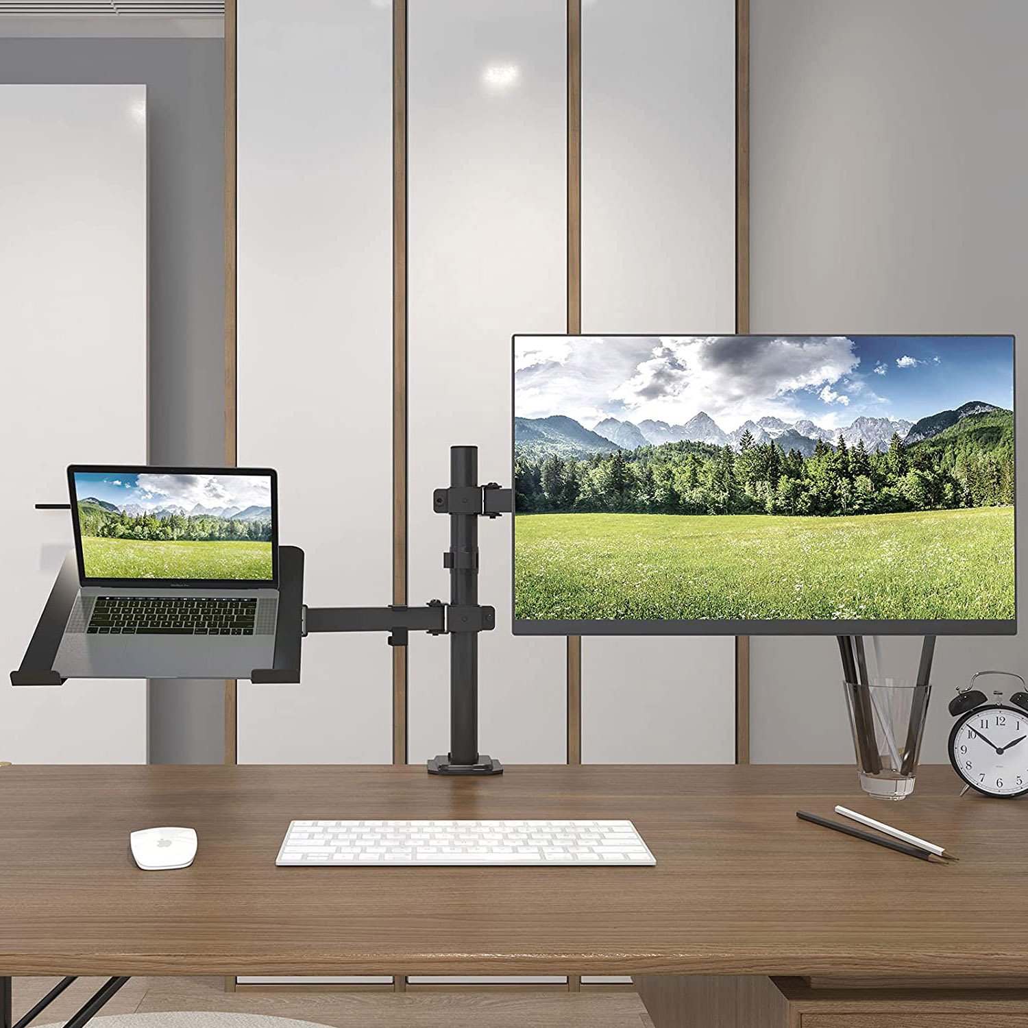 Supporto da Scrivania Braccio per Monitor 13-32'' e Mensola per Laptop TECHLY - immagine 4