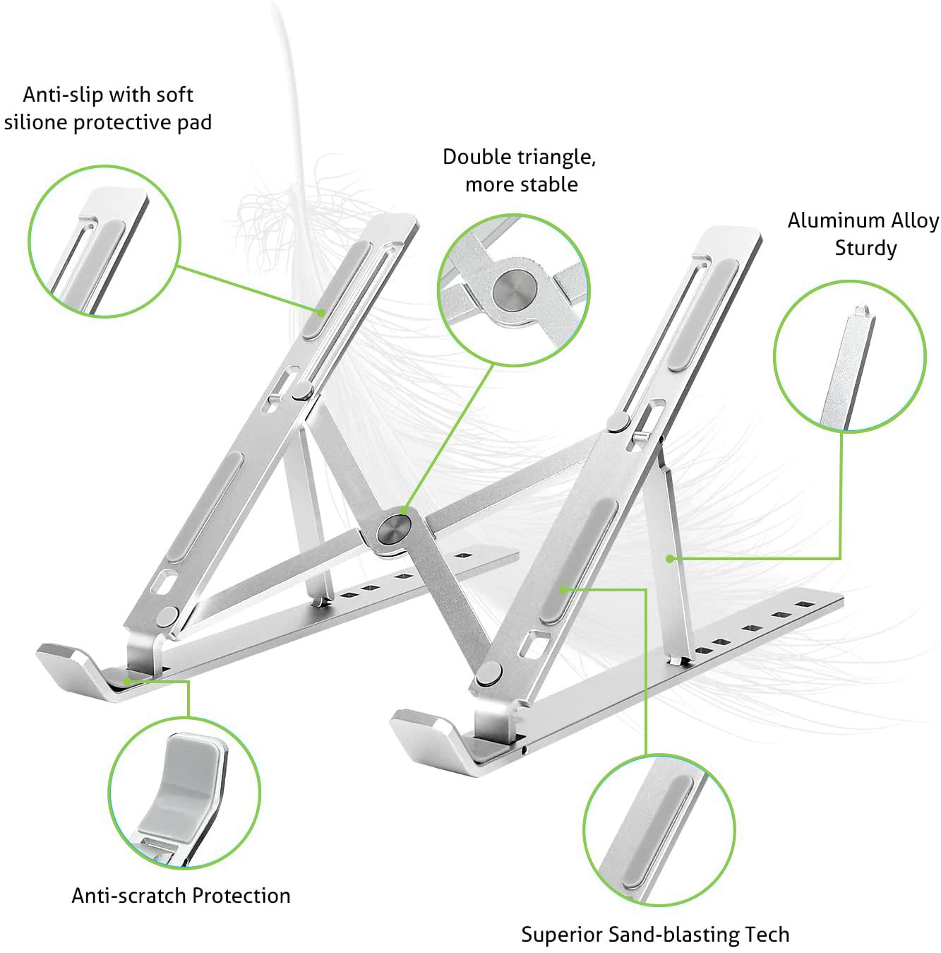 Supporto Pieghevole in Alluminio per Notebook Tablet e Smartphone da 10'' a 16'' TECHLY - immagine 4