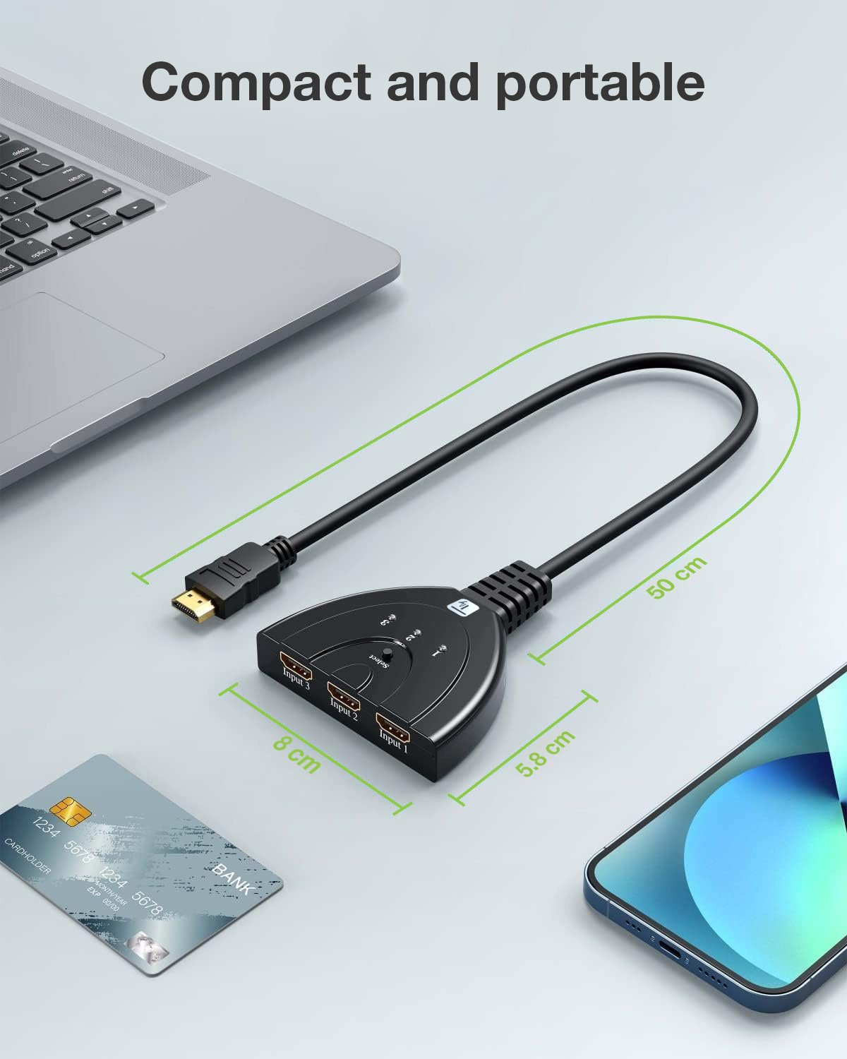 Switch Splitter HDMI 3x1 8K@60Hz Compatto TECHLY - immagine 3