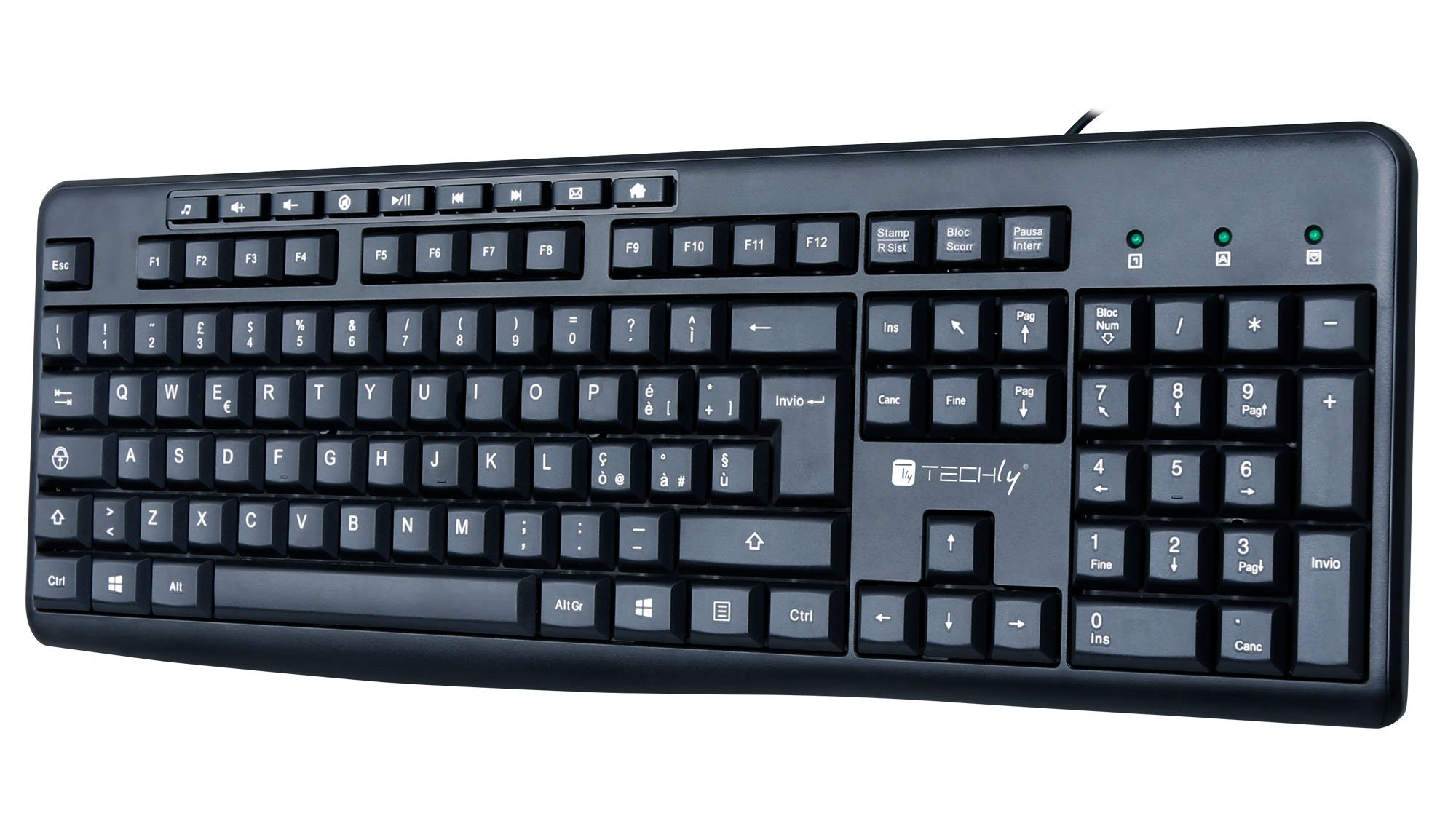 Tastiera USB 104 Tasti + 9 Multimediali TECHLY - immagine 4