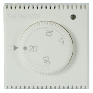 WHITEK S44 Termostato Elettronico con Manopola 230V NA+NC 5A 2 Moduli Bianco Opaco AVE