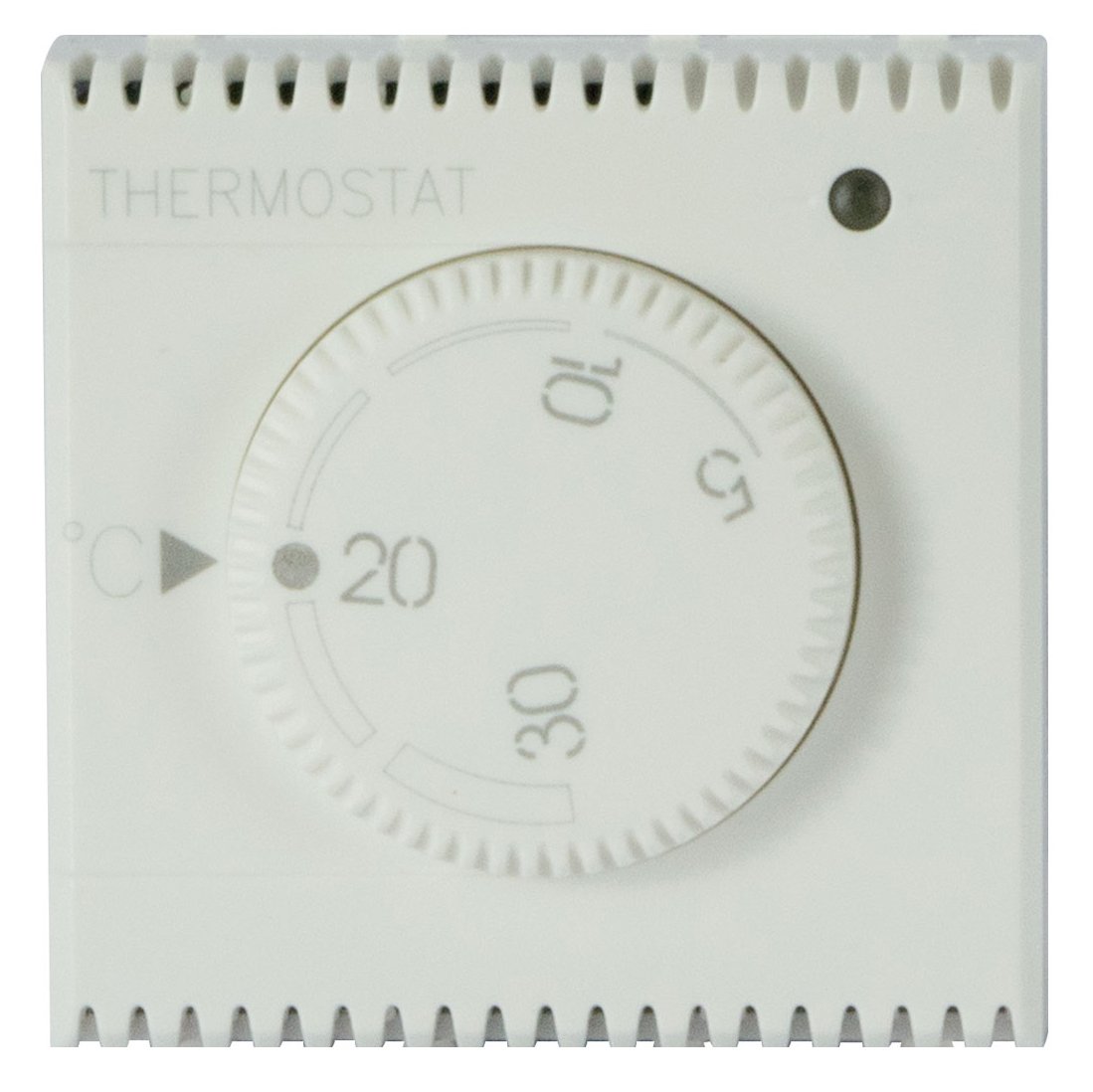 WHITEK S44 Termostato Elettronico con Manopola 230V NA+NC 5A 2 Moduli Bianco Opaco AVE
