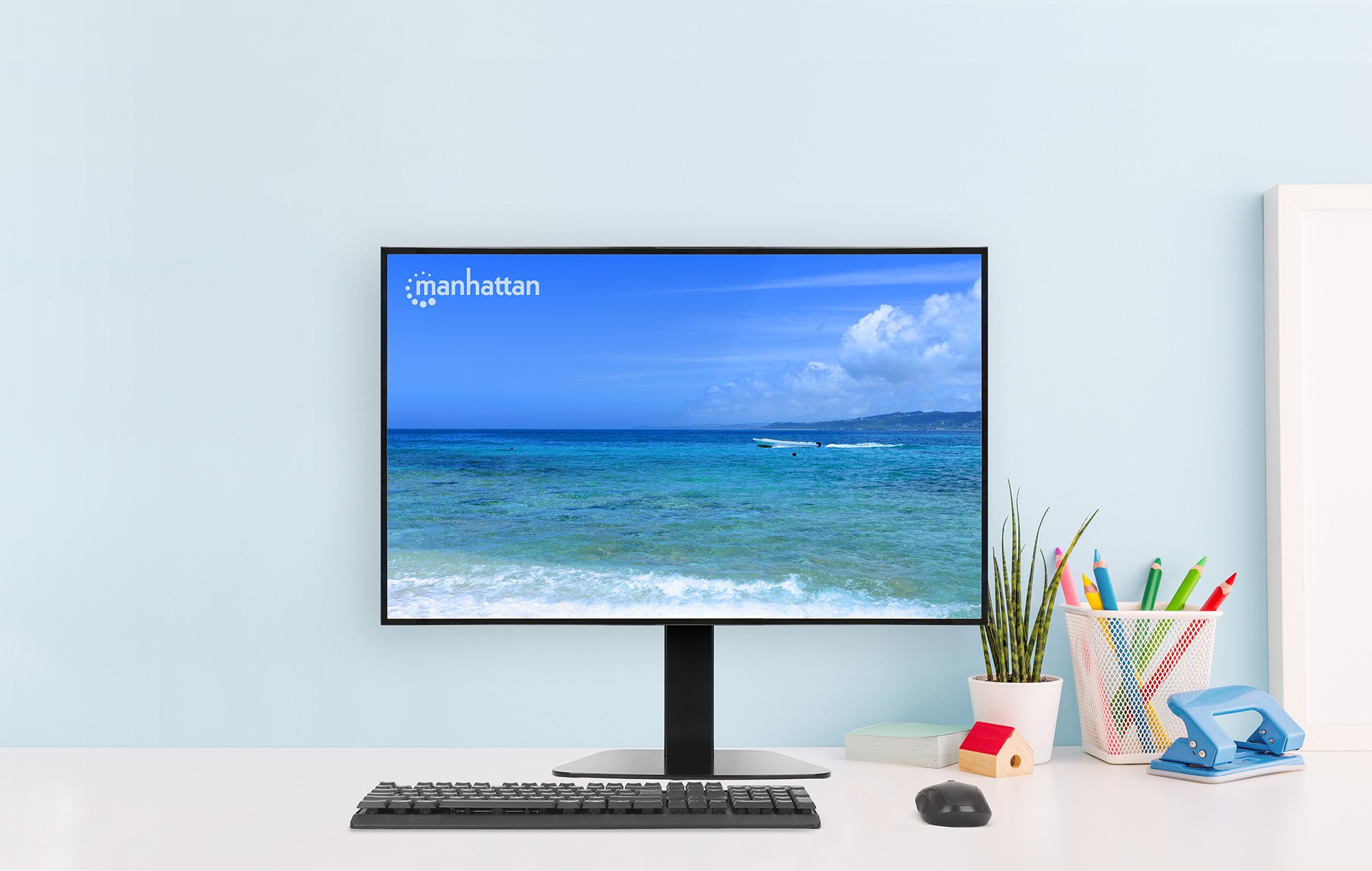 Supporto da Tavolo Stand per Monitor 15-32'' con Molla a Gas Regolabile e Base MANHATTAN - immagine 7