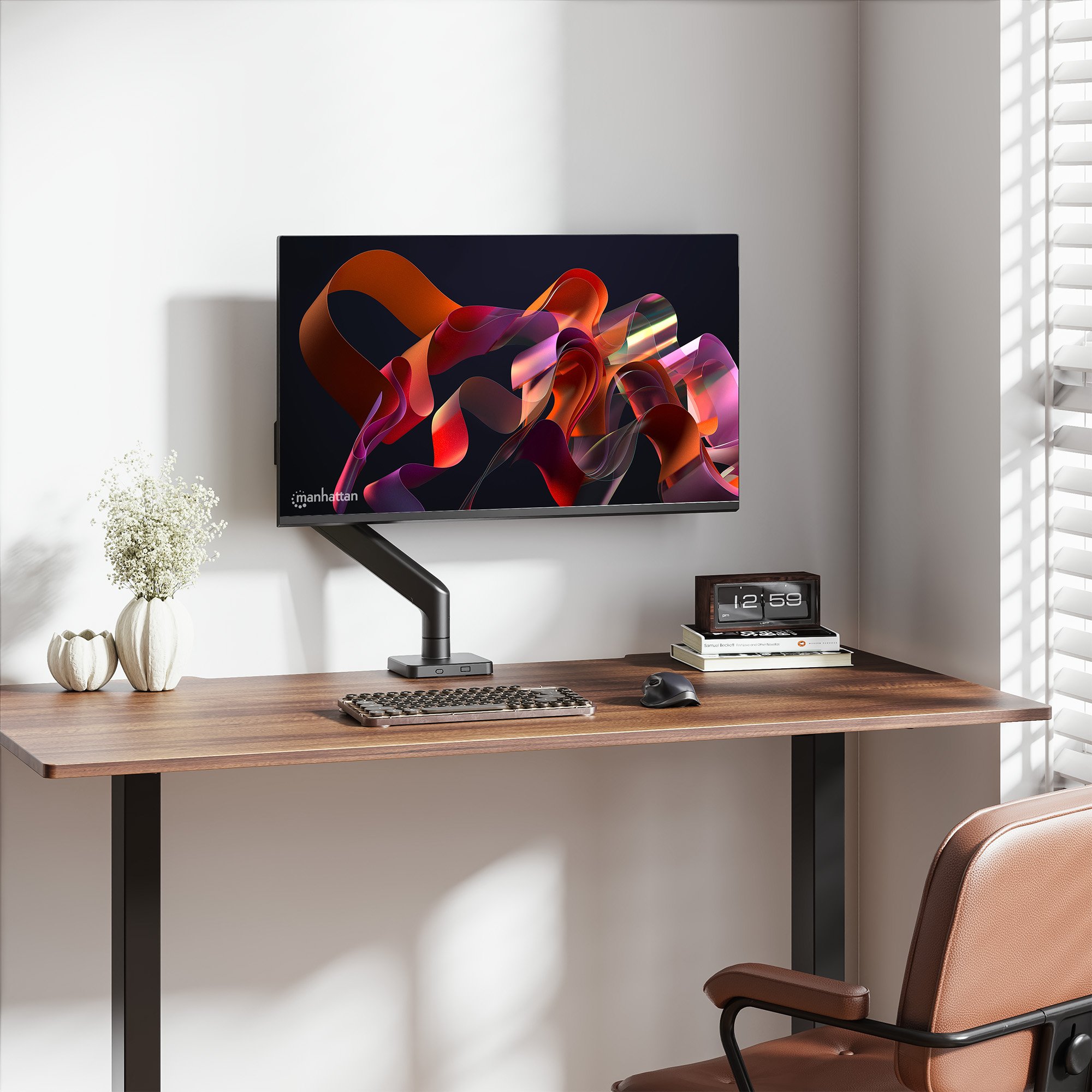 Supporto da Scrivania per Monitor Singolo 17-49'' con Molla Meccanica in Alluminio MANHATTAN - immagine 9