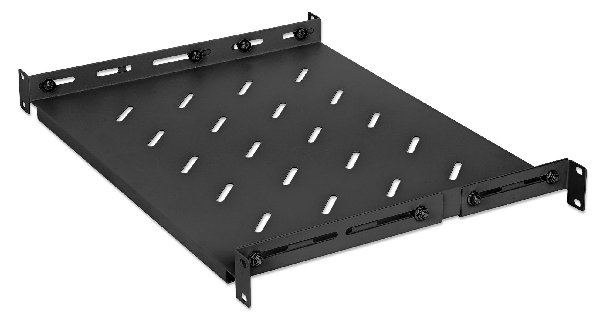 Mensola 19'' fissa con Profondità Regolabile da 350 a 550 mm 1U Nero INTELLINET
