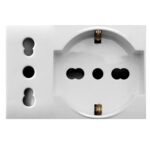 Domus S44 Presa Schuko Presa Italiana 2P+T 10/16A 250V 3 Moduli Bianco Lucido, 44109015MB AVE
