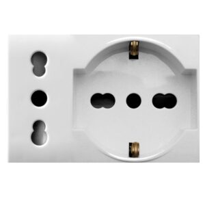 Domus S44 Presa Schuko Presa Italiana 2P+T 10/16A 250V 3 Moduli Bianco Lucido, 44109015MB AVE