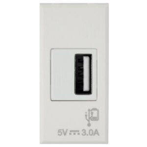WHITEK S44 Caricatore USB-A 3A 240V 1 Modulo Bianco Opaco, 446082USB3A AVE