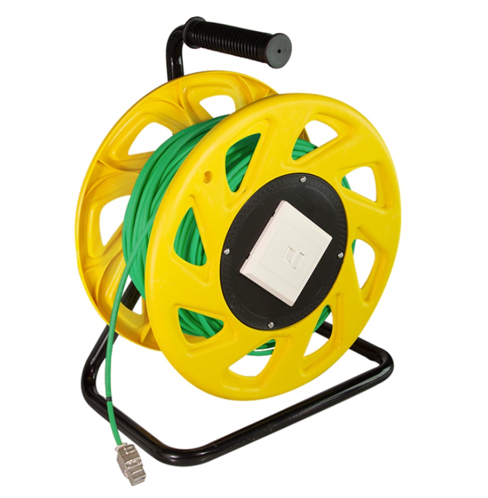 Cavo Patch Cat.7 Plug RJ45 S/FTP PUR con Avvolgicavo 60m Verde LOGILINK