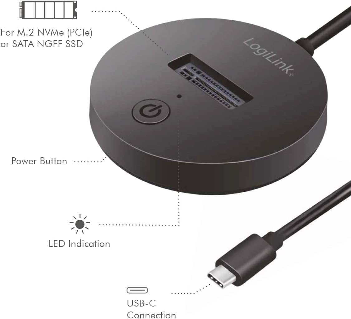 Adattatore USB-C™ 3.2 Quickport per SSD M.2 NVMe (PCIe) e SATA (NGFF) LOGILINK - immagine 5