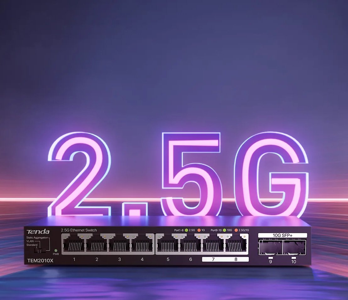 Switch con 8 porte 2.5G Ethernet e 2 porte SFP+ da 10G, TEM2010X TENDA - immagine 5
