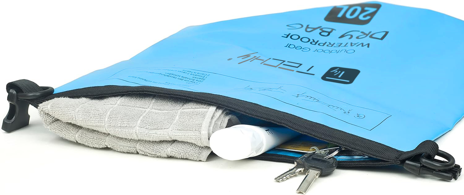 Sacca Impermeabile 20L Dry Bag con Tracolla Regolabile Azzurro TECHLY - immagine 5