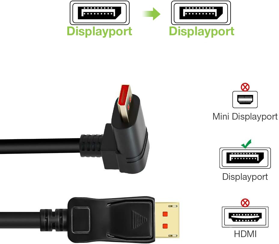 Cavo Audio/Video DisplayPort 1.4 8K M/M Angolato 90° 2m Nero TECHLY - immagine 5