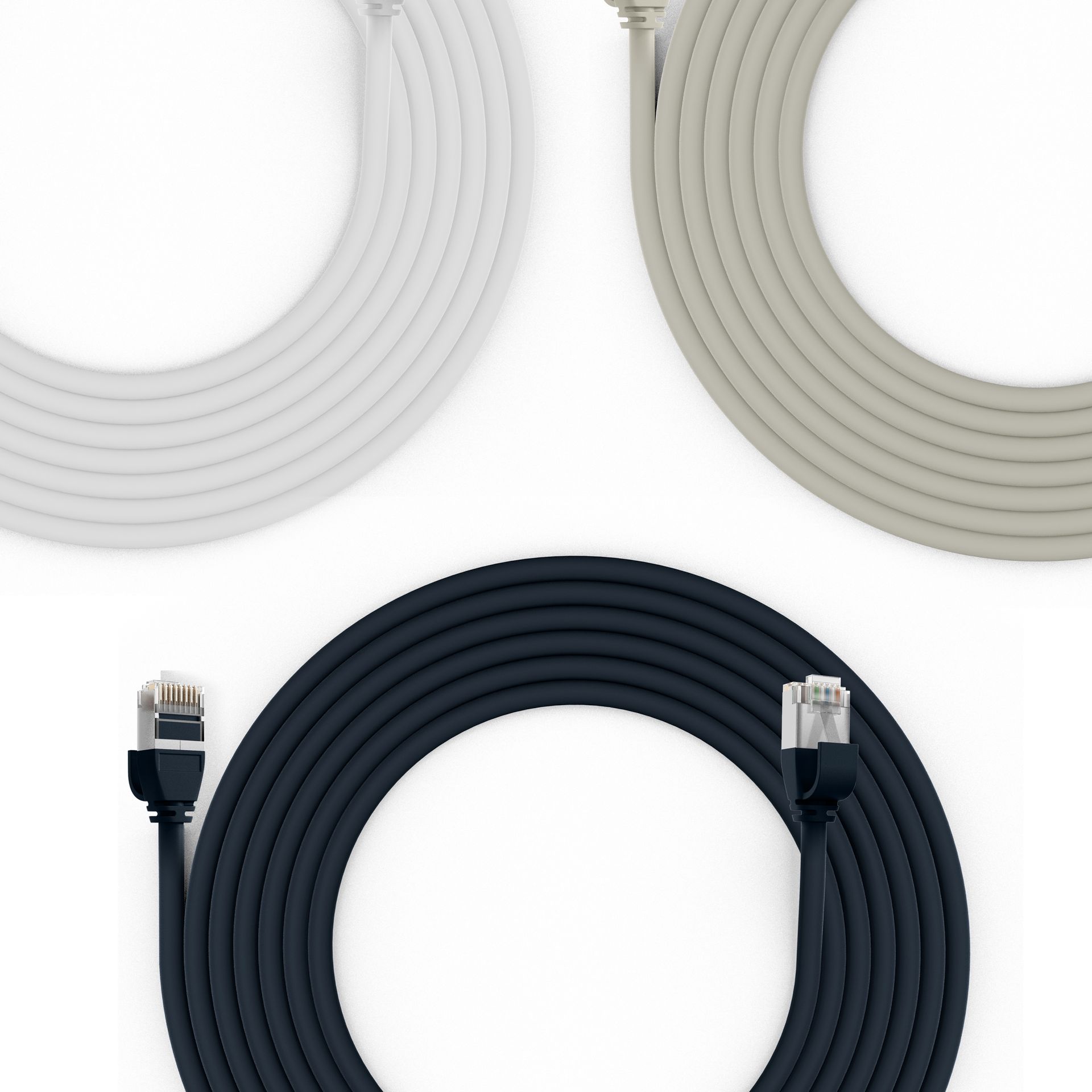 Cavo di Rete Patch in Rame Cat.6A U/FTP TPE 4mm Ultraflex Bianco 1m OEM - immagine 5