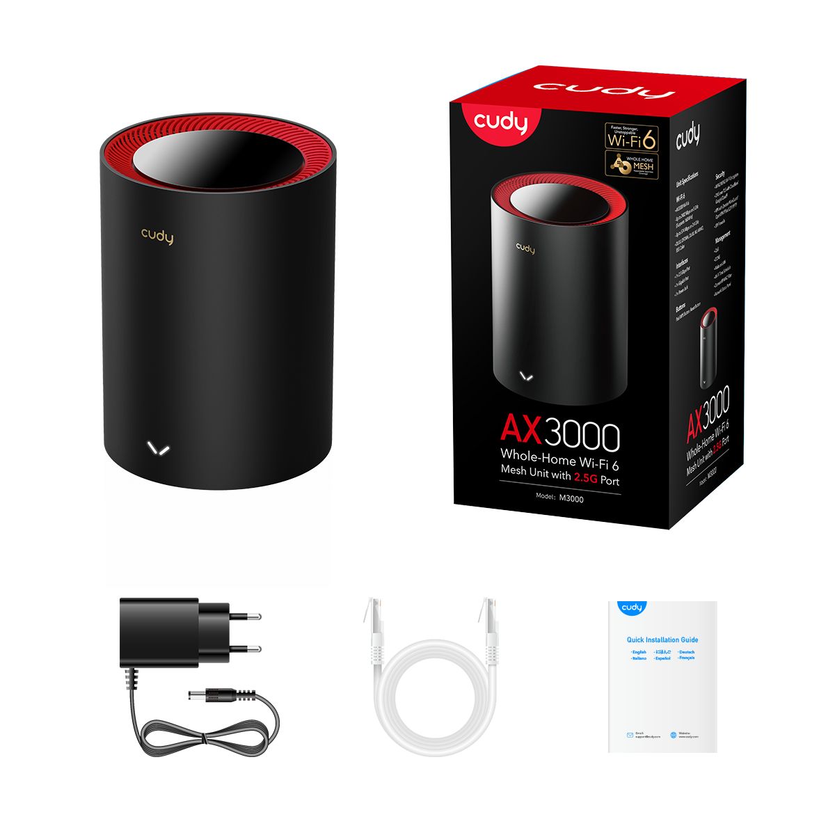 Sistema Wi-Fi 6 Mesh AX3000 2.5G Dual Band, M3000 1pz CUDY - immagine 5