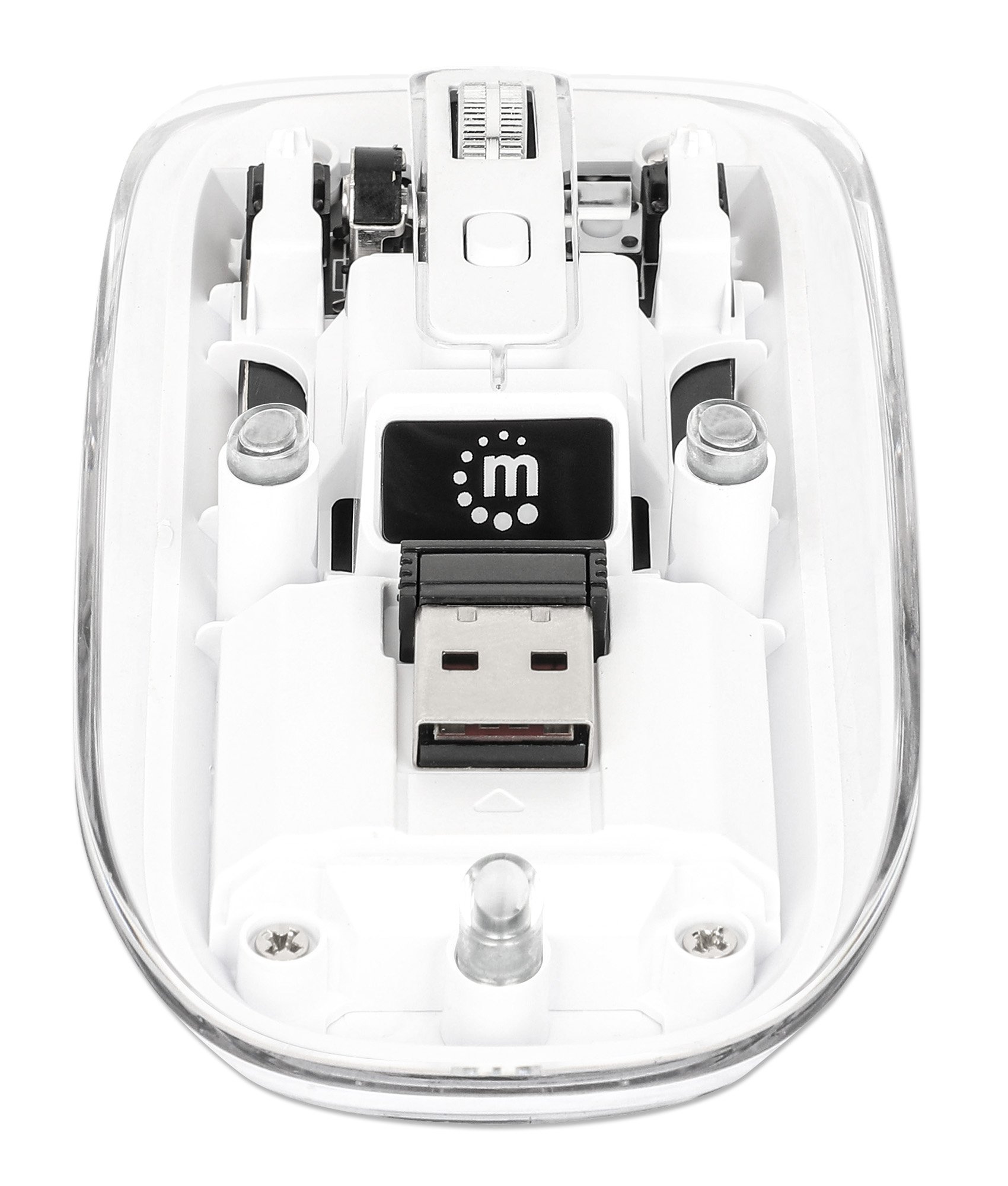 Mouse Ottico Wireless 800-1600 dpi con Micro Ricevitore USB Bianco Trasparente MANHATTAN - immagine 9