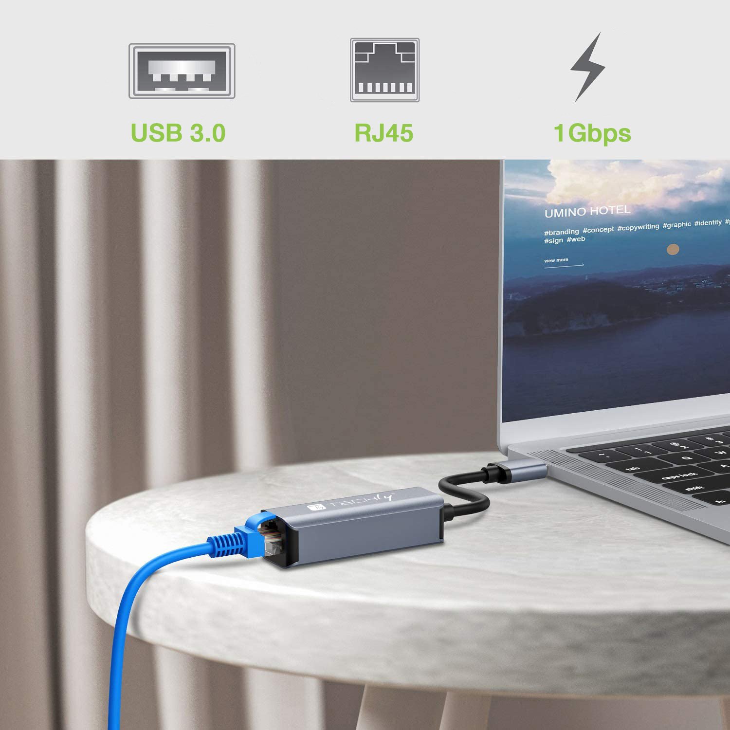 Adattatore Convertitore USB 3.0 tipo A a RJ45 Gigabit TECHLY - immagine 5