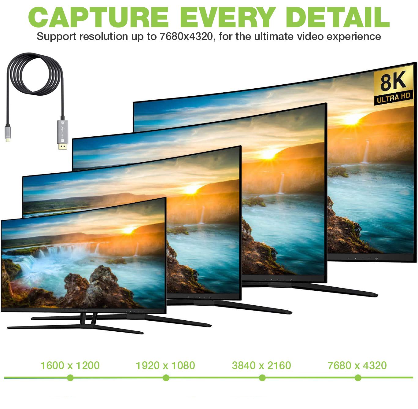 Cavo Adattatore USB-C™ 3.2 a Displayport 1.4 8K@60Hz 1,8 m TECHLY - immagine 4