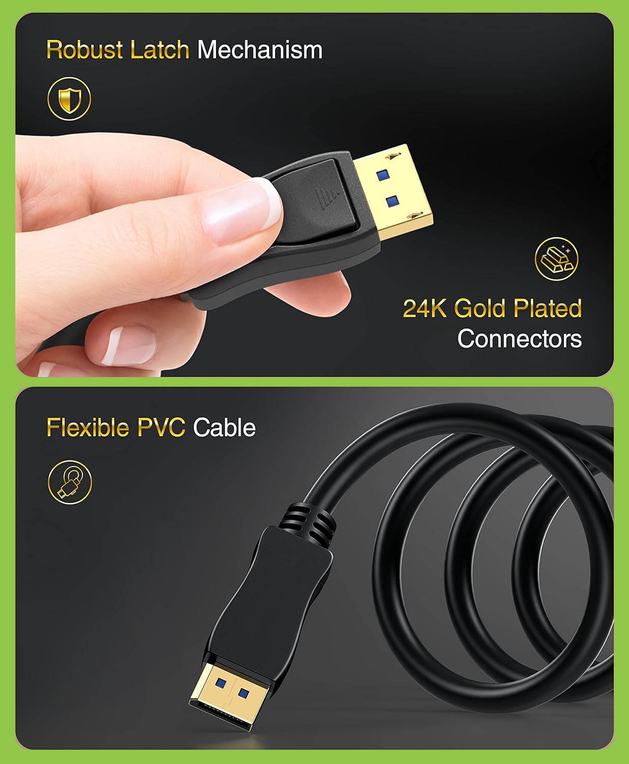 Cavo Audio/Video DisplayPort 2.1 M/M 10K 3m Nero TECHLY - immagine 5