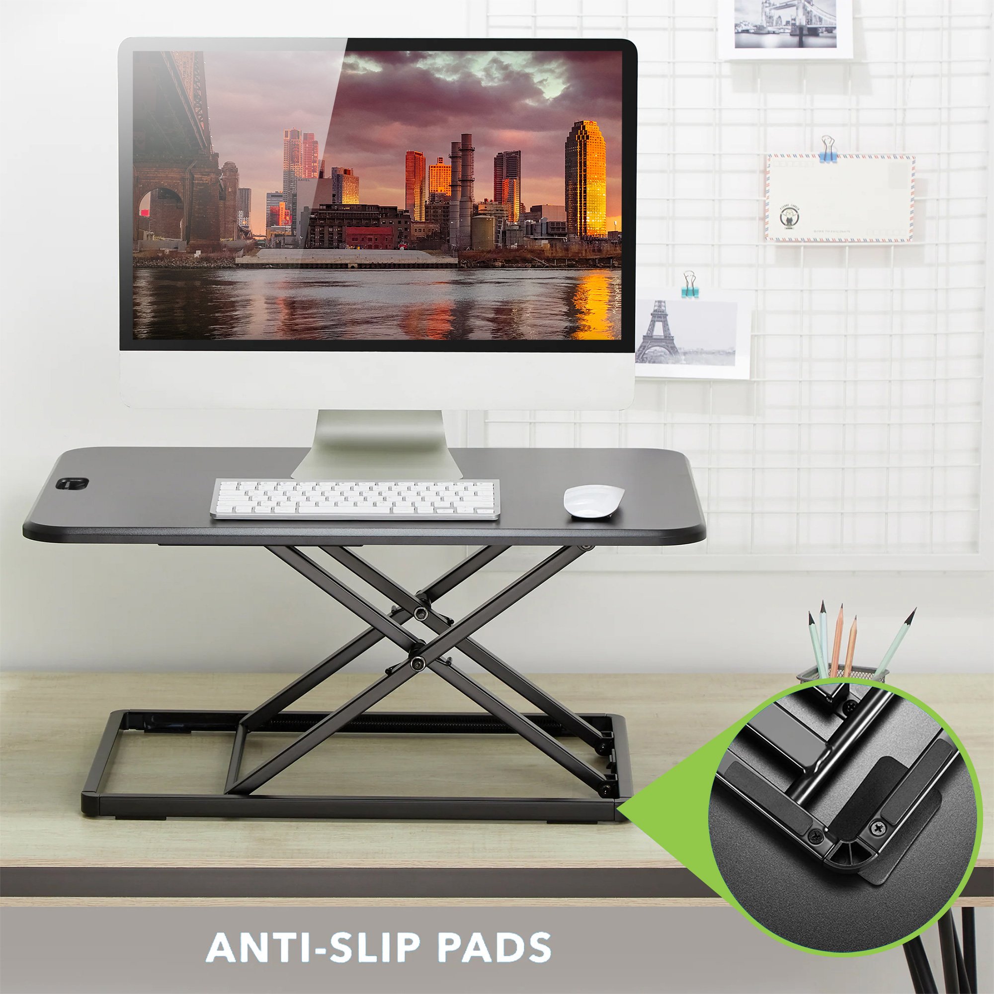 Convertitore da Scrivania In Piedi Postazione di Lavoro Sit Stand Ultra Slim Altezza Regolabile TECHLY - immagine 4