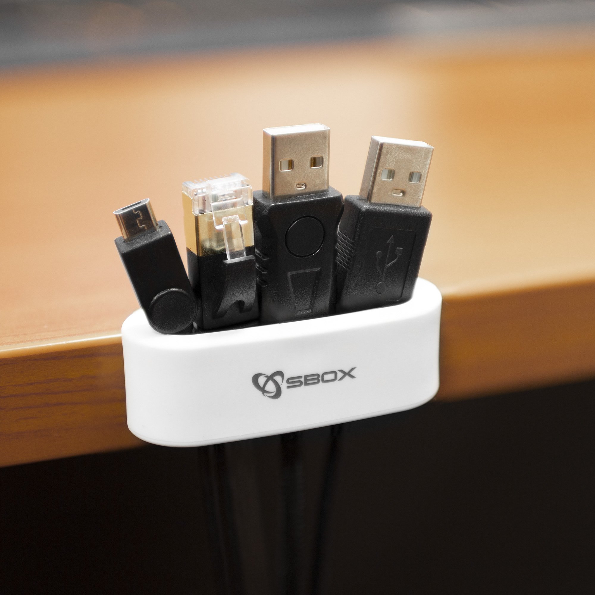 Fermacavo da Scrivania Bianco con Adesivo SBOX - immagine 5