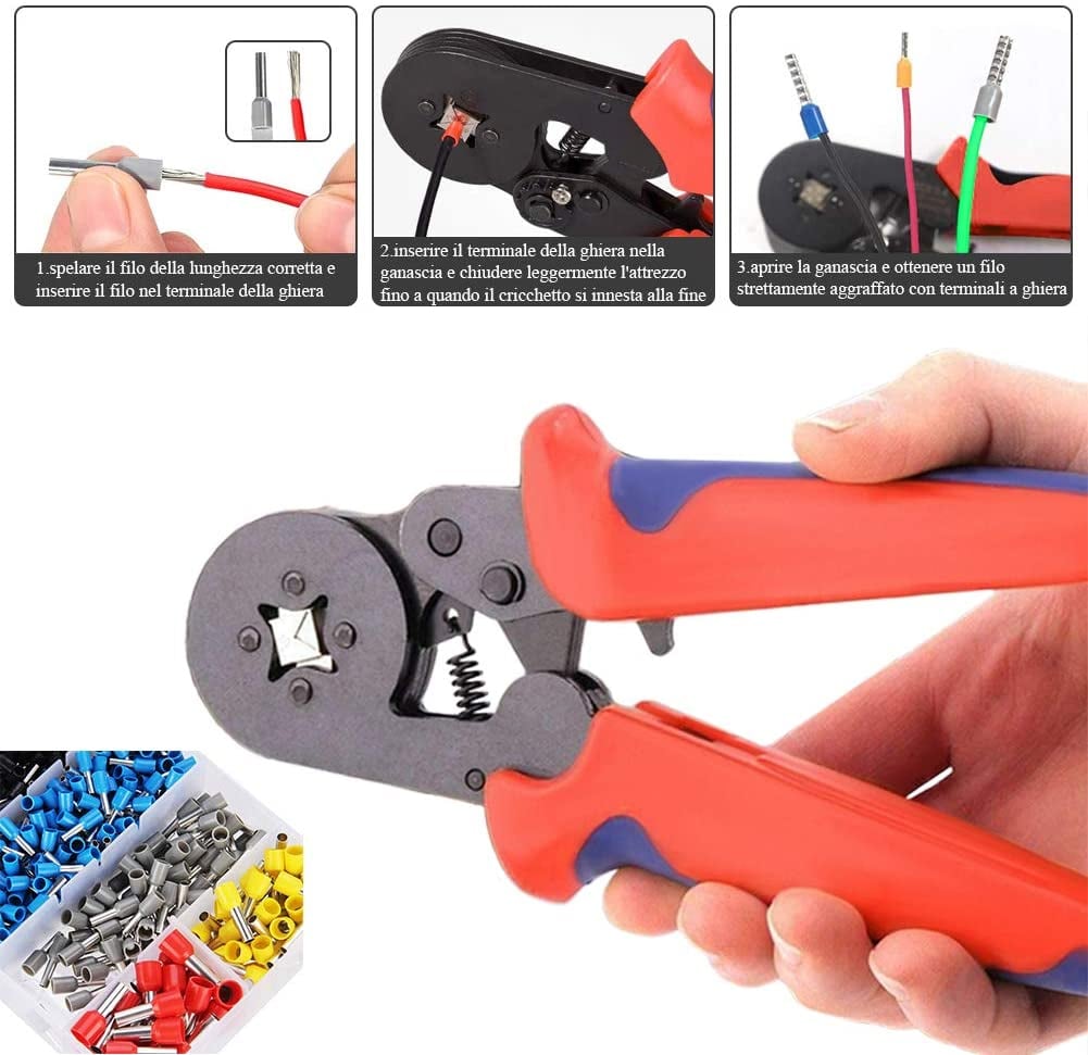 Pinza Crimpare a Cricchetto per Capicorda con 1200 Terminali 2.5-6.0 mm² LOGILINK - immagine 4