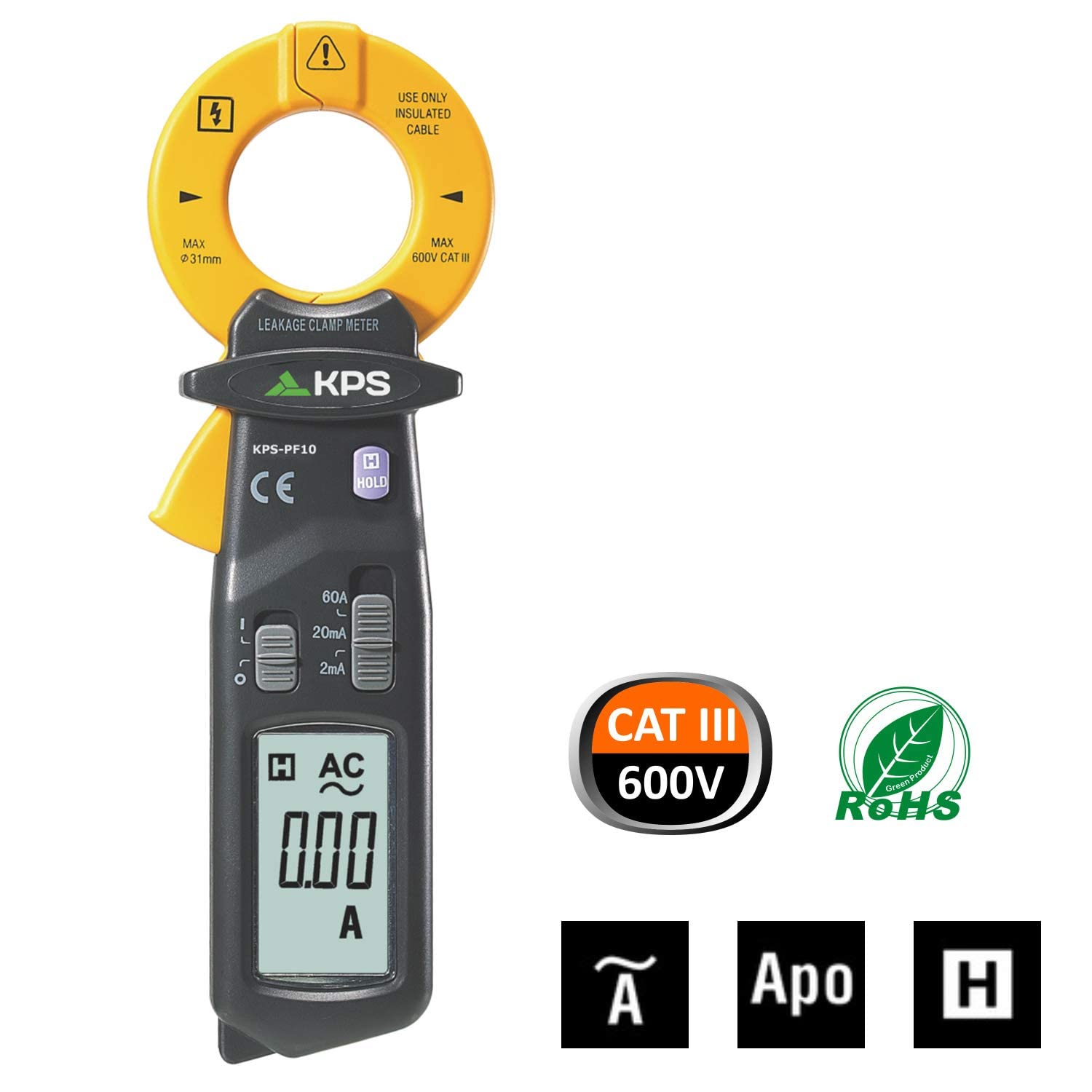 Pinza Amperometrica Digitale AC 60A 2000 Counts CAT III 600V, KPS-PF10 KPS - immagine 5