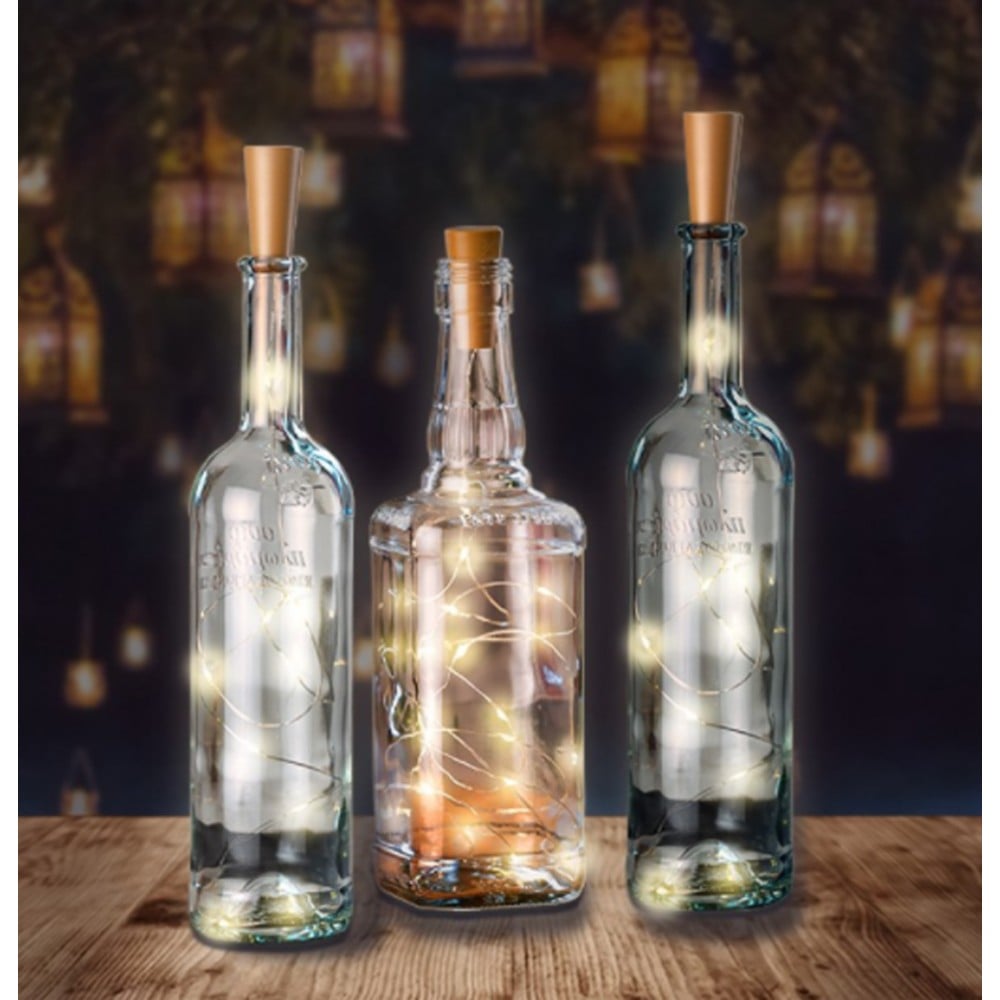 Confezione da 3pz Catena Luminosa per Bottiglie da 10 LED con Timer GOOBAY - immagine 5