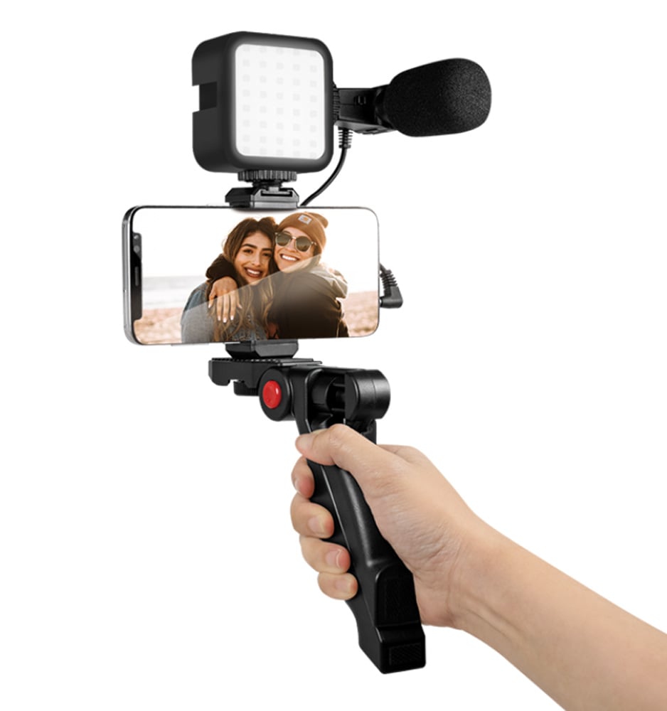 Kit Vlogger Treppiede per Smartphone 4,7''–7'' con Luce LED e Microfono Direzionale LOGILINK - immagine 4