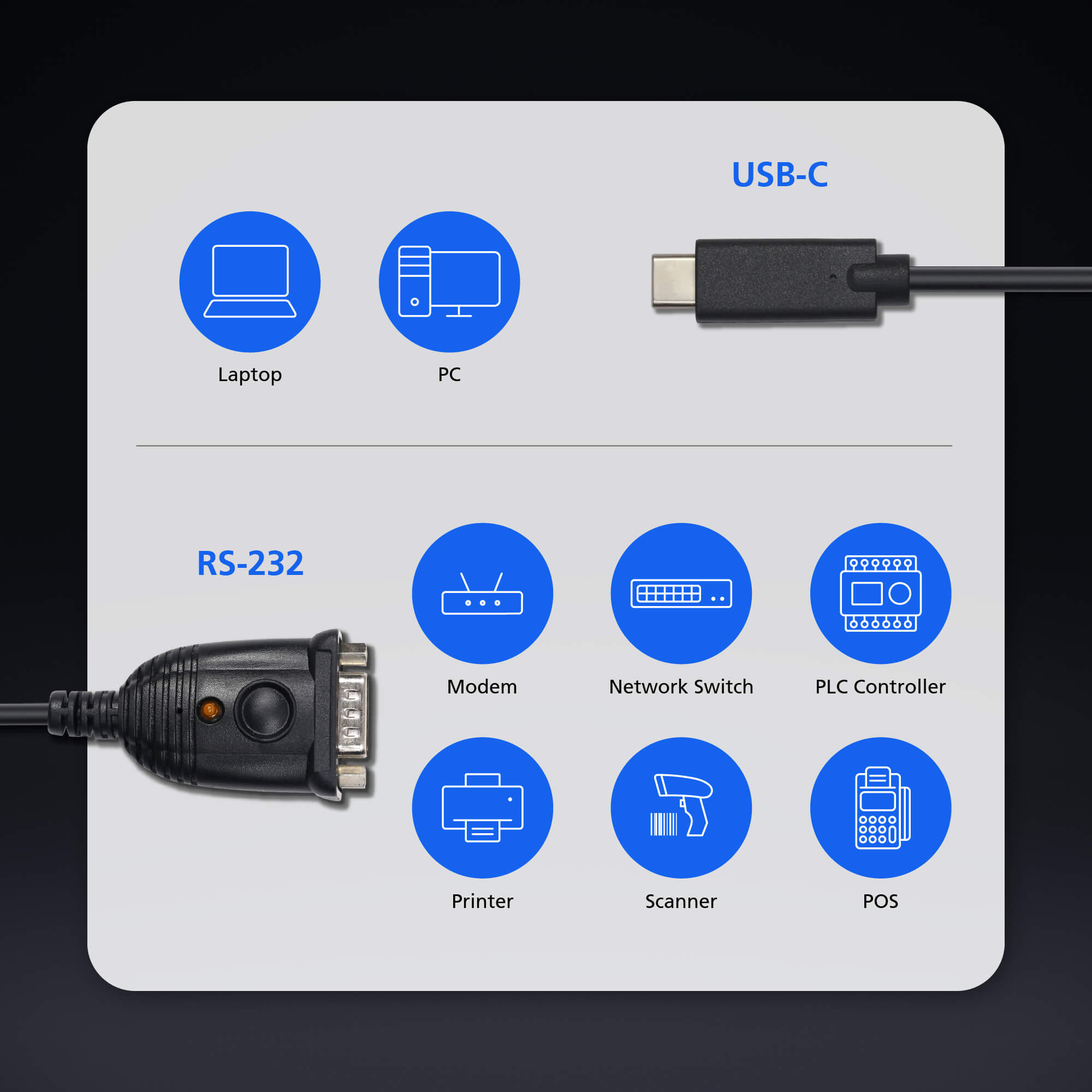 Convertitore Adattatore da USB-C™ a RS-232, UC232C ATEN - immagine 5