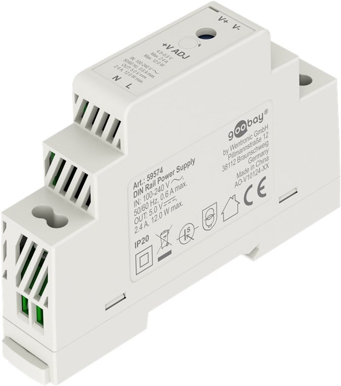 Alimentatore su Guida DIN 5V 2,4A 12W GOOBAY - immagine 6