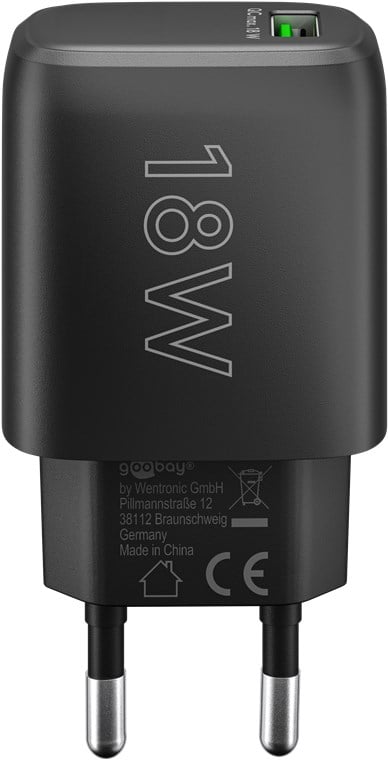 Caricabatterie Ricarica Rapida USB QC 3.0 (18 W) Nero GOOBAY - immagine 4