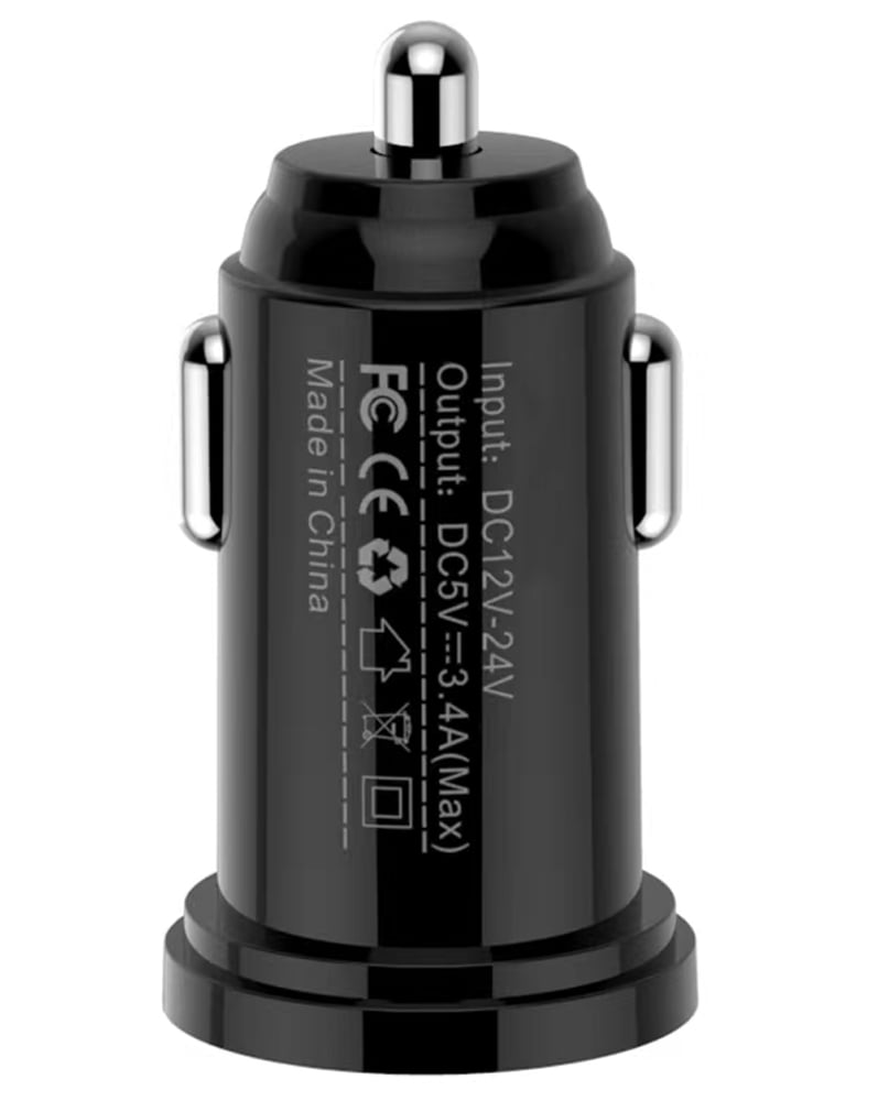 Mini Caricatore da Auto 2 Porte USB-A 24W/4.8A Nero TECHLY - immagine 4
