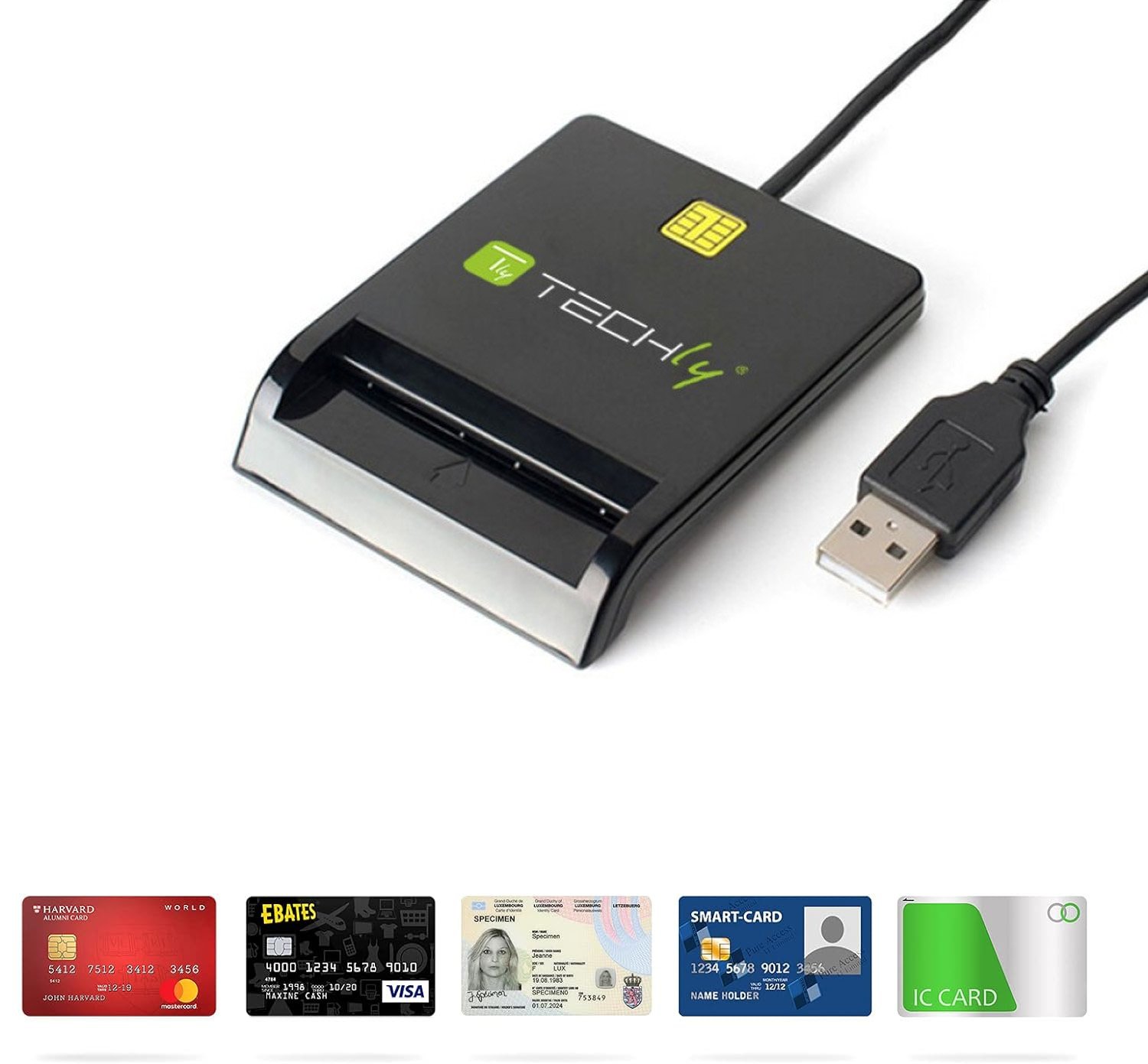 Lettore di Smart Card USB Esterno Nero TECHLY - immagine 5