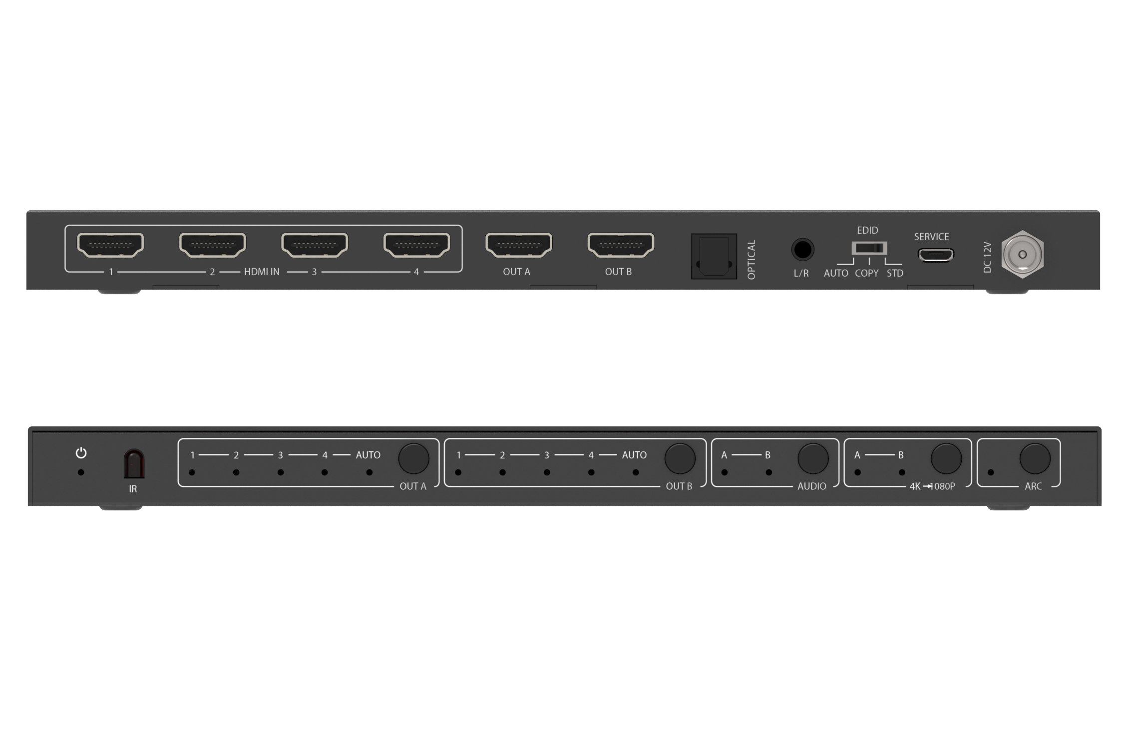 Matrix Switch HDMI 2.0 4x2 18Gbps 4k@60Hz con estrattore audio TECHLY - immagine 4