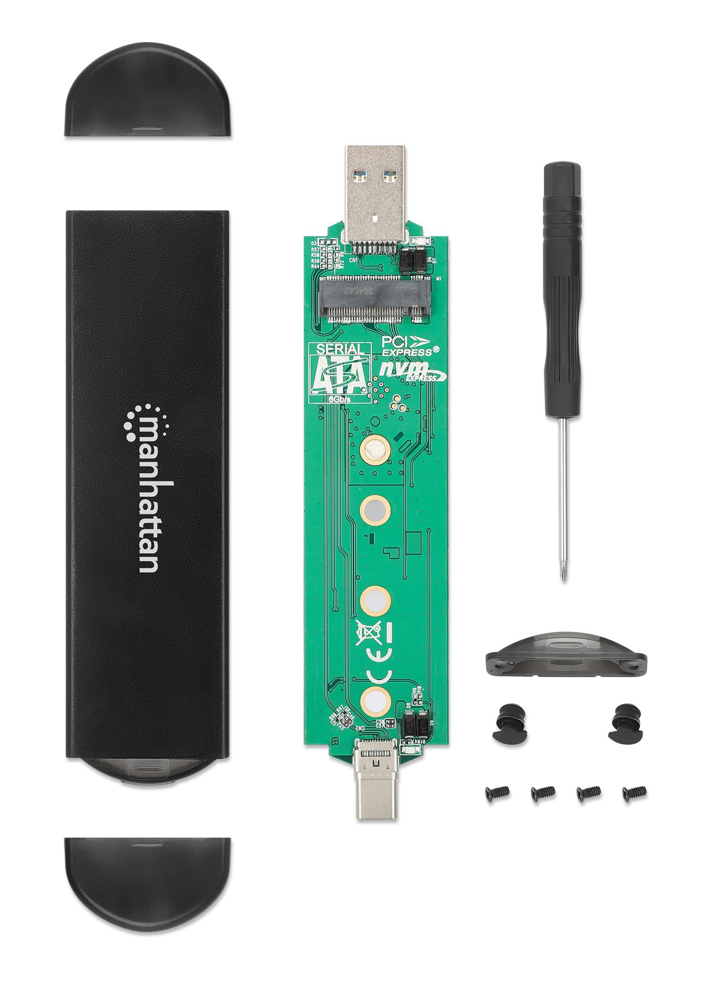 Box Esterno USB SSD M.2 NVMe e SATA Connessioni USB-C™ e USB A MANHATTAN - immagine 5