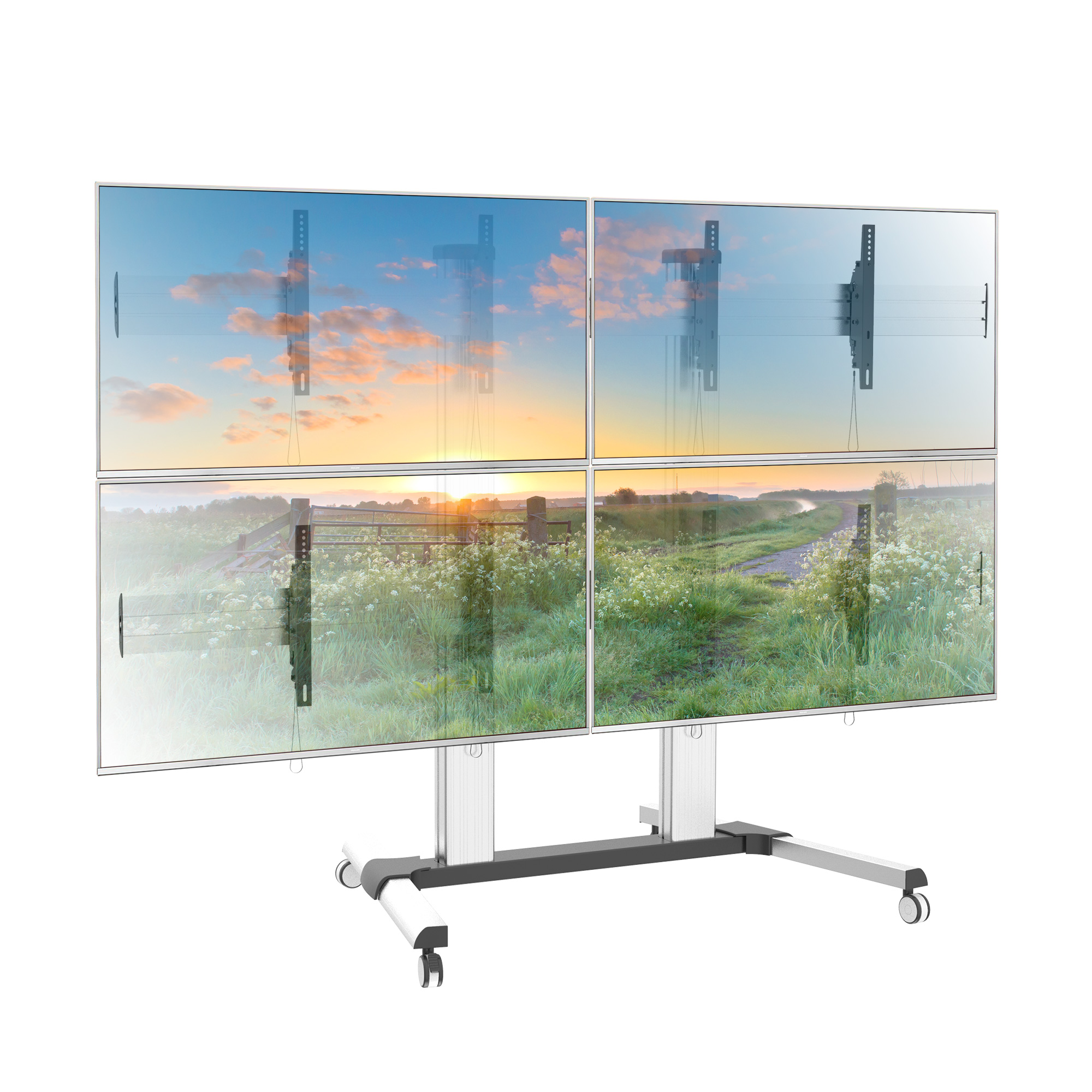 Supporto a Pavimento per 4 TV LCD/LED 32-60'' per Video Wall TECHLY - immagine 4