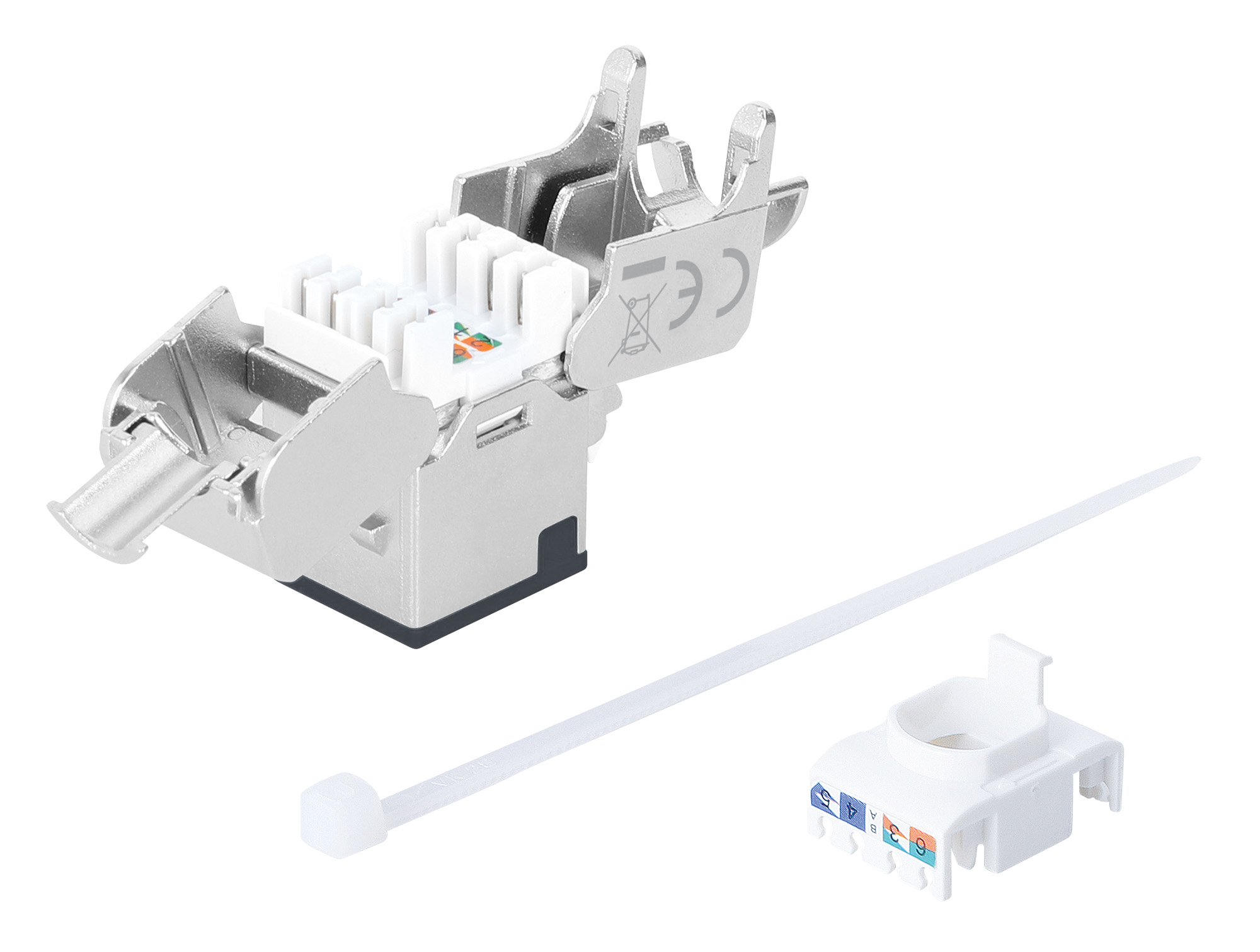 Frutto Keystone RJ45 Cat.6A 10G Slim STP Toolless Nero INTELLINET - immagine 6