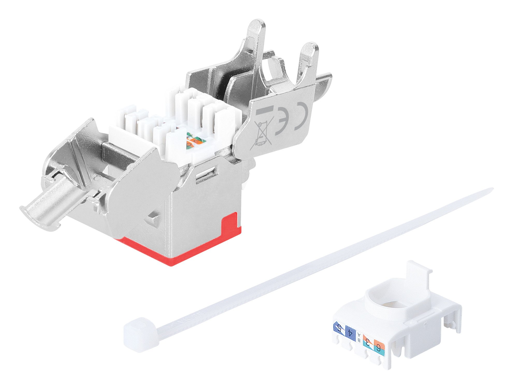 Frutto Keystone RJ45 Cat.6A 10G Slim STP Toolless Rosso INTELLINET - immagine 6
