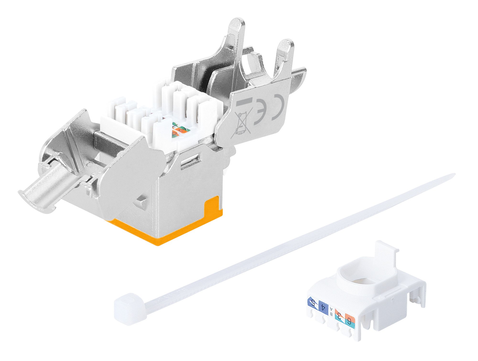 Frutto Keystone RJ45 Cat.6A 10G Slim STP Toolless Arancione INTELLINET - immagine 6