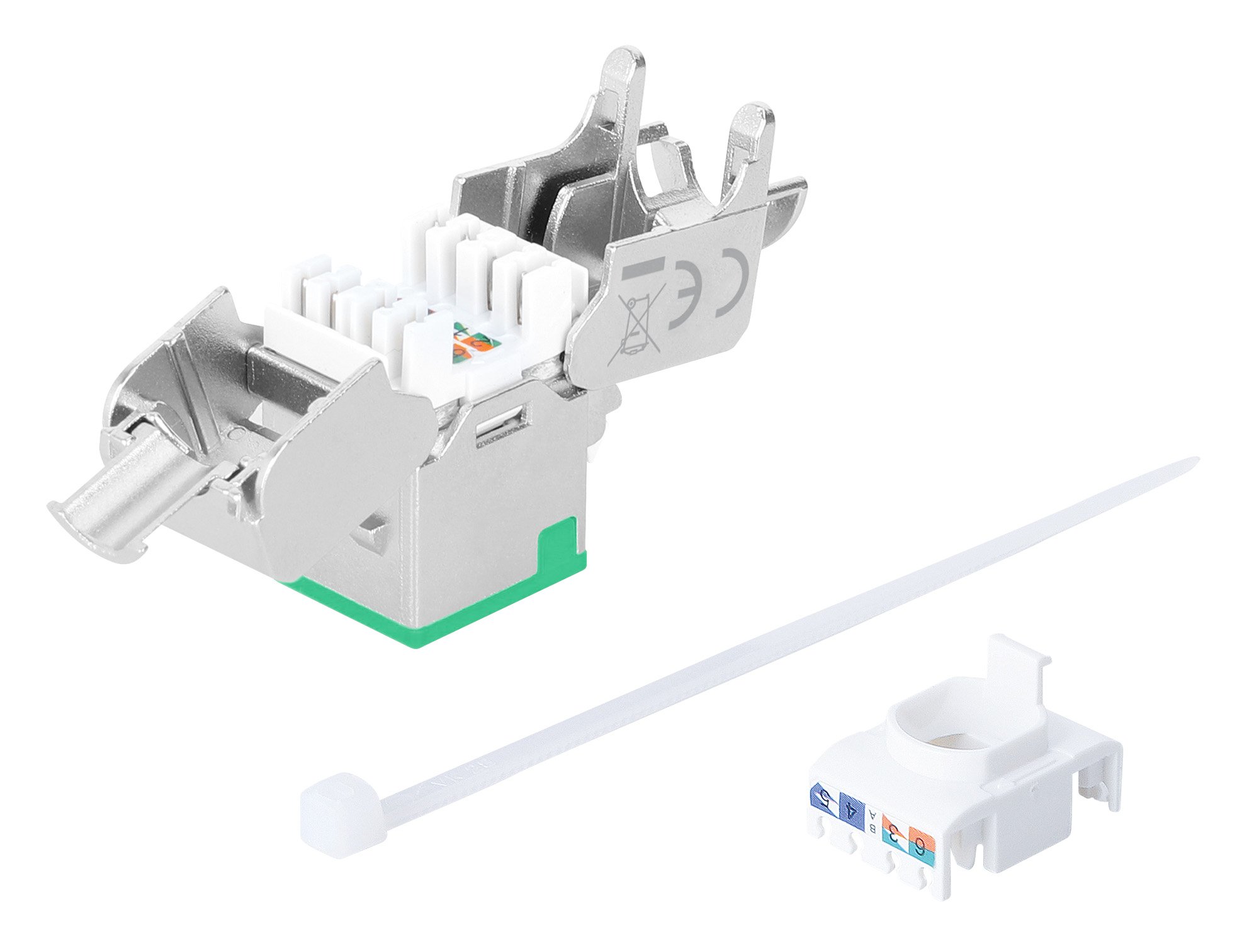 Frutto Keystone RJ45 Cat.6A 10G Slim STP Toolless Verde INTELLINET - immagine 6