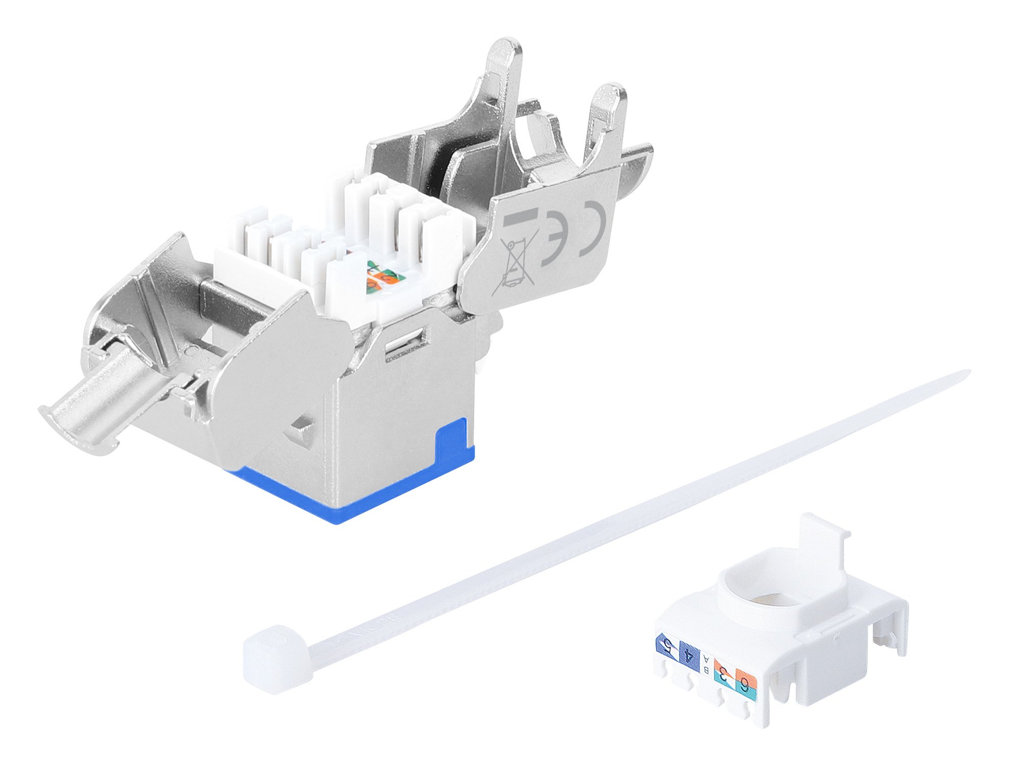 Frutto Keystone RJ45 Cat.6A 10G Slim STP Toolless Blu INTELLINET - immagine 6