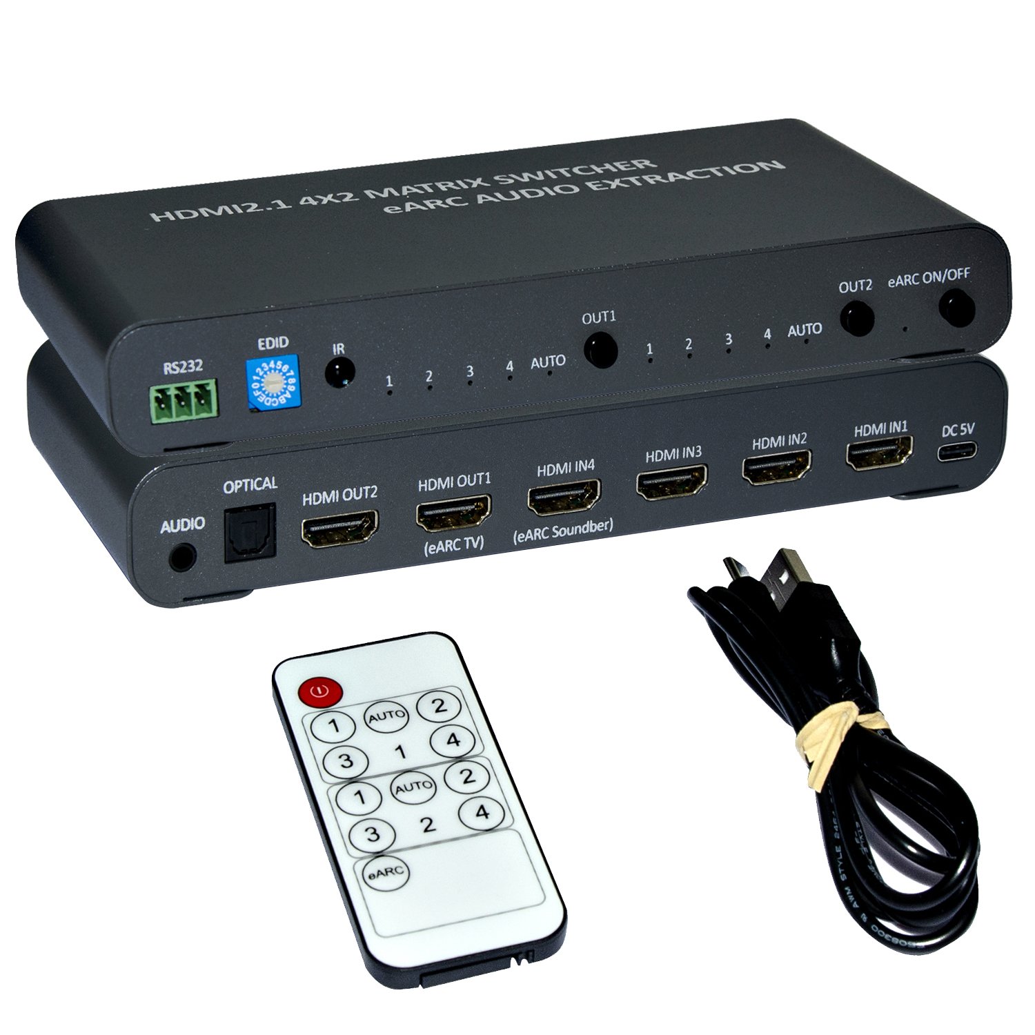 Switch Matrix HDMI 4x2 8K con Estrattore Audio Esterno TECHLY