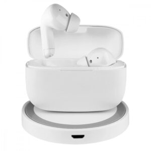 Cuffie Auricolari TWS Jive con Custodia di Ricarica USB-C&trade; e Pad Caricatore a Induzione Bianco FONTASTIC