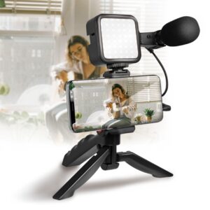 Kit Vlogger Treppiede per Smartphone 4,7''–7'' con Luce LED e Microfono Direzionale LOGILINK