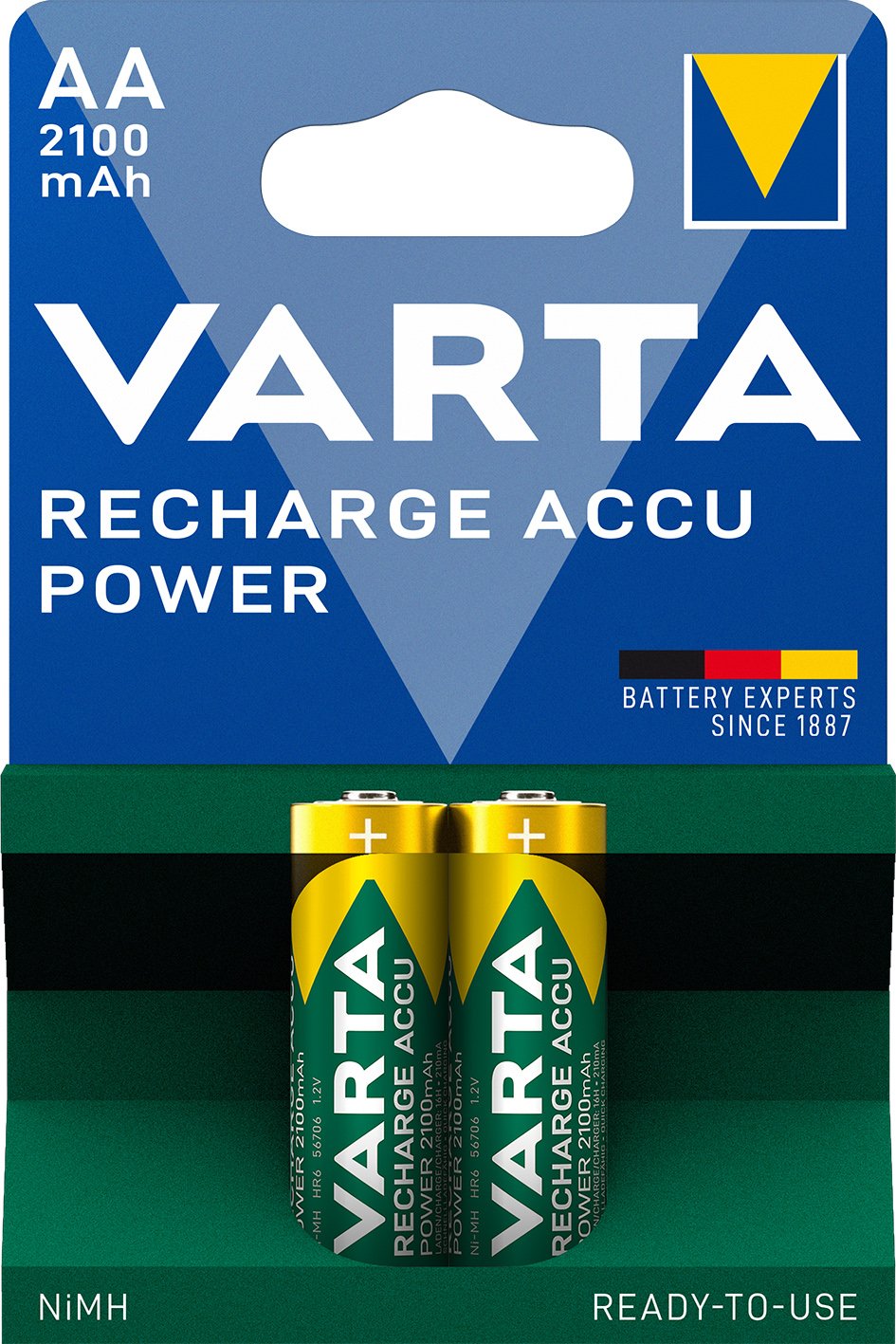 Blister 2 Batterie Ricaricabili Stilo AA 2100 mAh VARTA