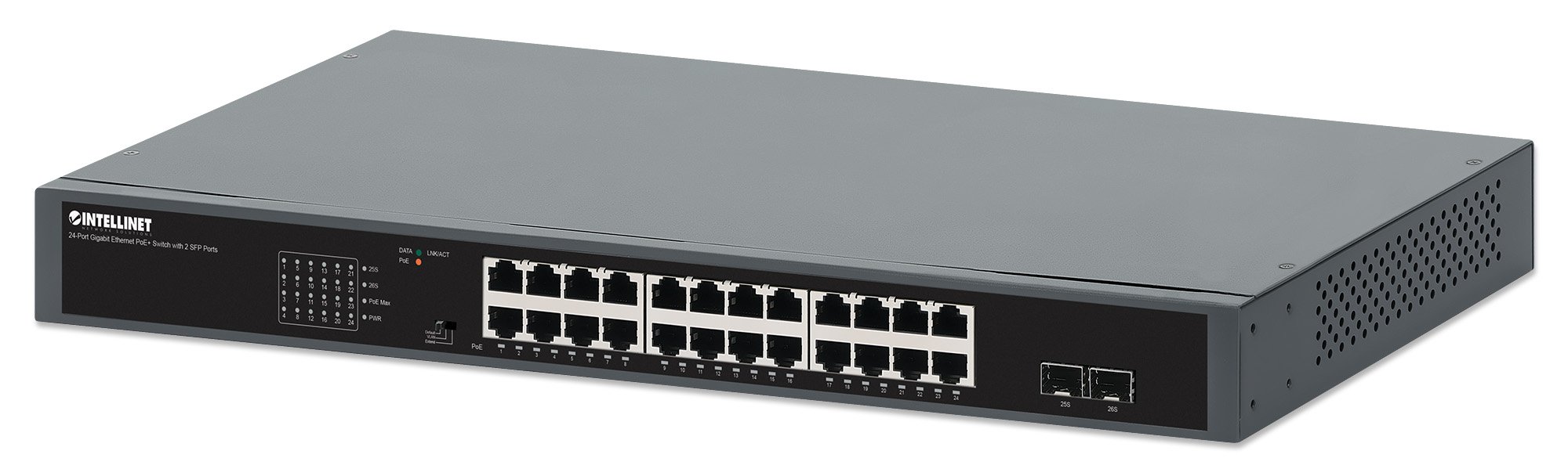 Gigabit Ethernet Switch 24-Porte PoE+ con 2 porte SFP INTELLINET