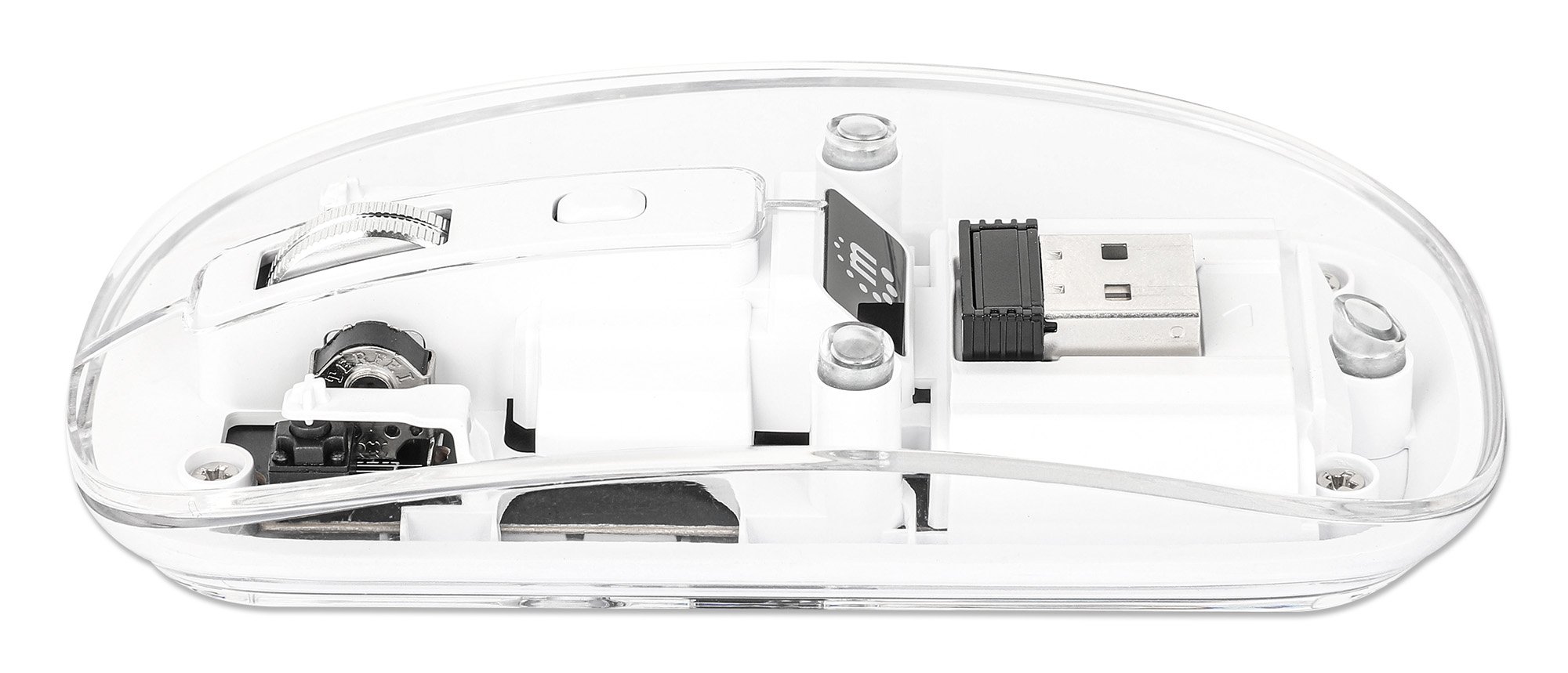 Mouse Ottico Wireless 800-1600 dpi con Micro Ricevitore USB Bianco Trasparente MANHATTAN - immagine 10